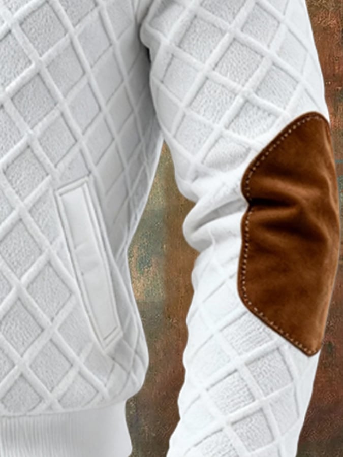 Veste Retro Tissée Homme Blanche