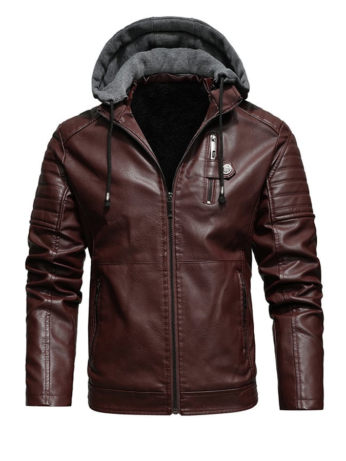 Veste en Cuir Homme avec Capuche
