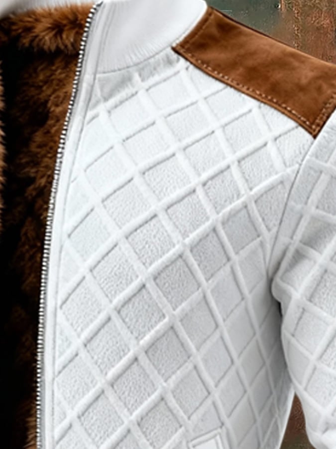 Veste Retro Tissée Homme Blanche