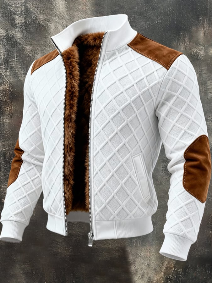 Veste Retro Tissée Homme Blanche