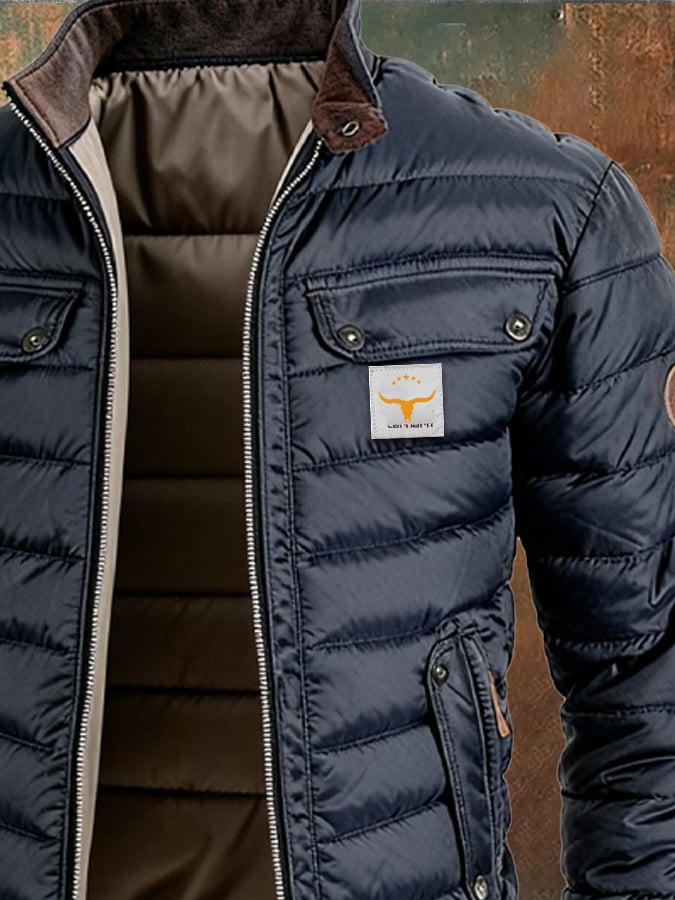 Veste Bleue Homme en Cuir