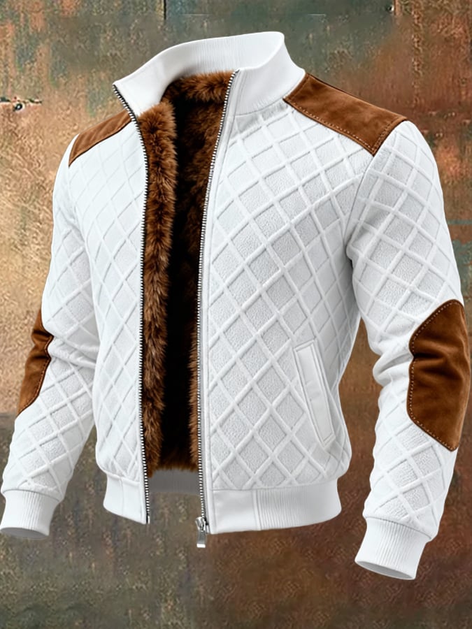 Veste Retro Tissée Homme Blanche
