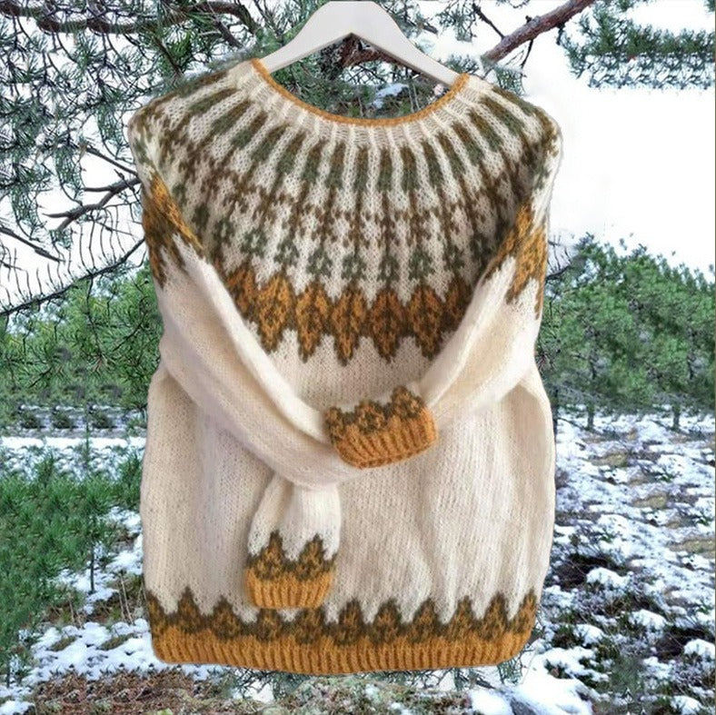 Emma – Pull nordique chaud en tons terre