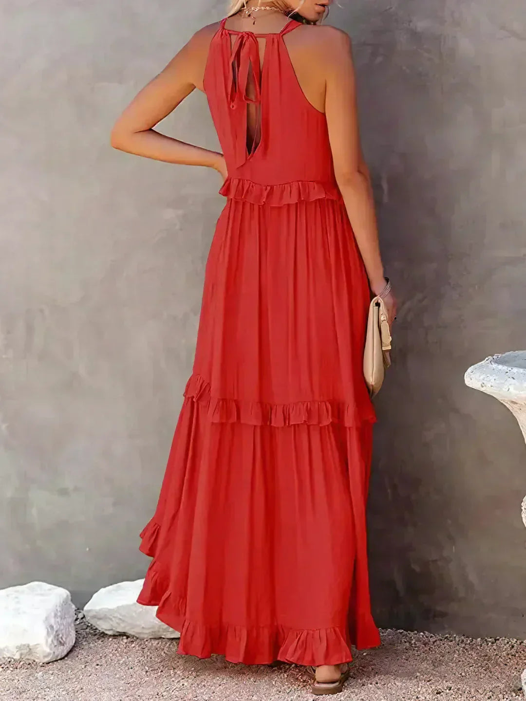 Robyn - Robe Maxi avec Volants et Col Halter