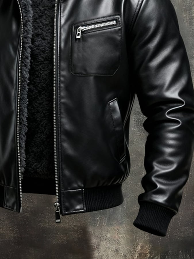 Veste Noire Homme en Cuir