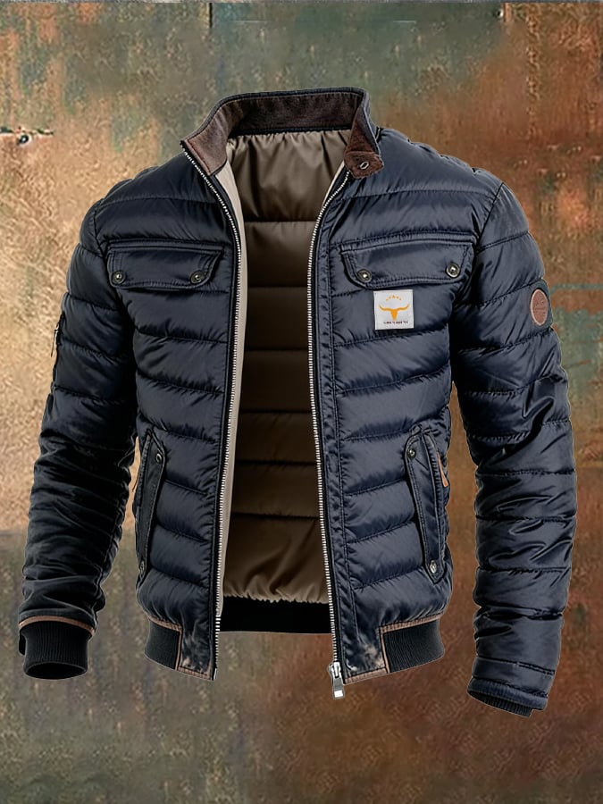 Veste Bleue Homme en Cuir