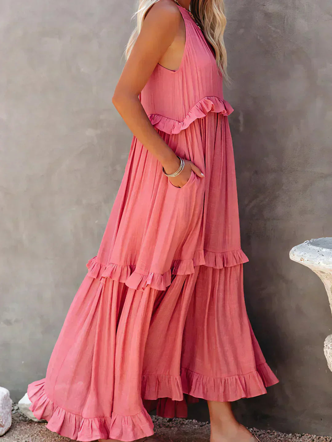 Robyn - Robe Maxi avec Volants et Col Halter