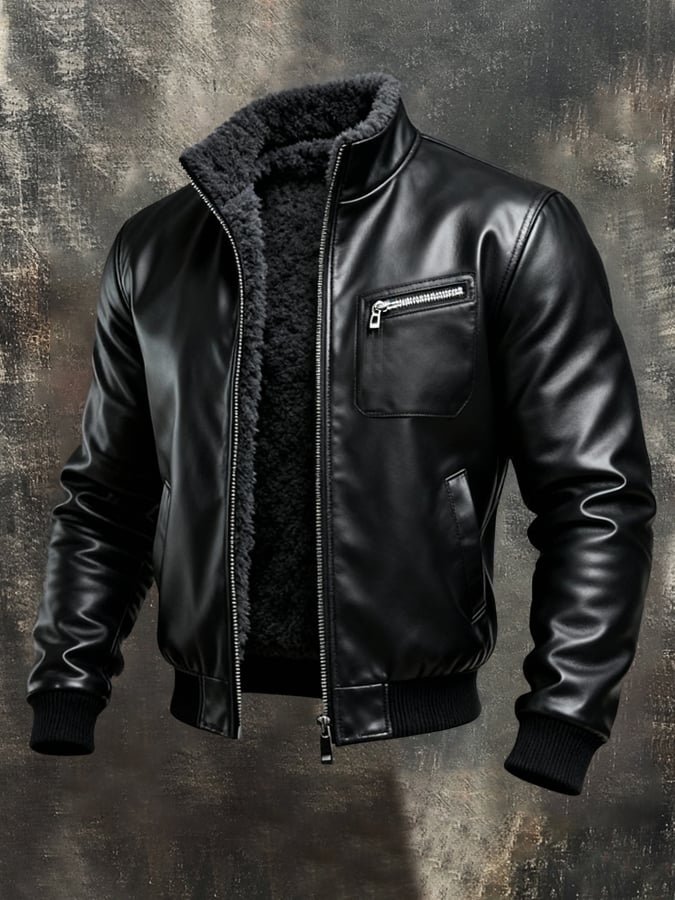 Veste Noire Homme en Cuir