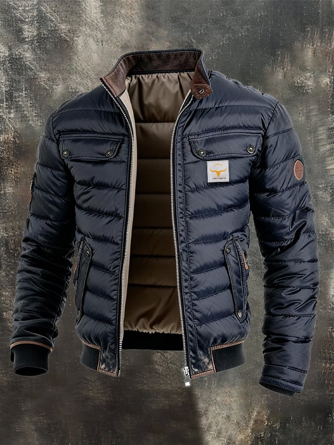 Veste Bleue Homme en Cuir