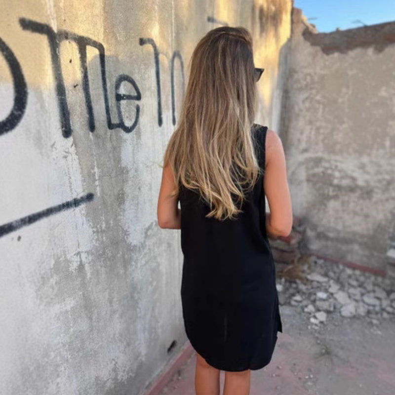 Anaïs I Robe Sans Manches avec Boutons et Poches