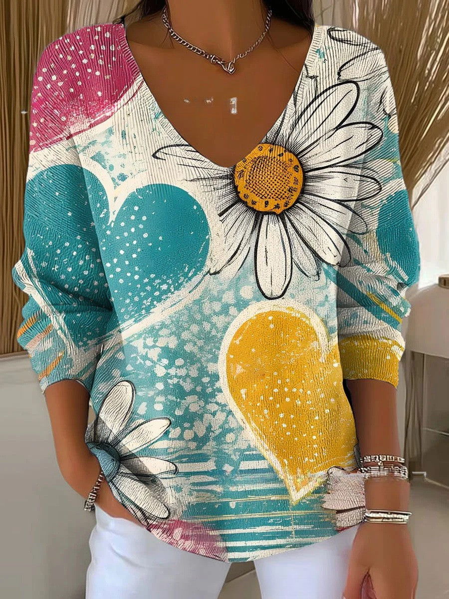 Béatrice – Pull coloré avec col en V