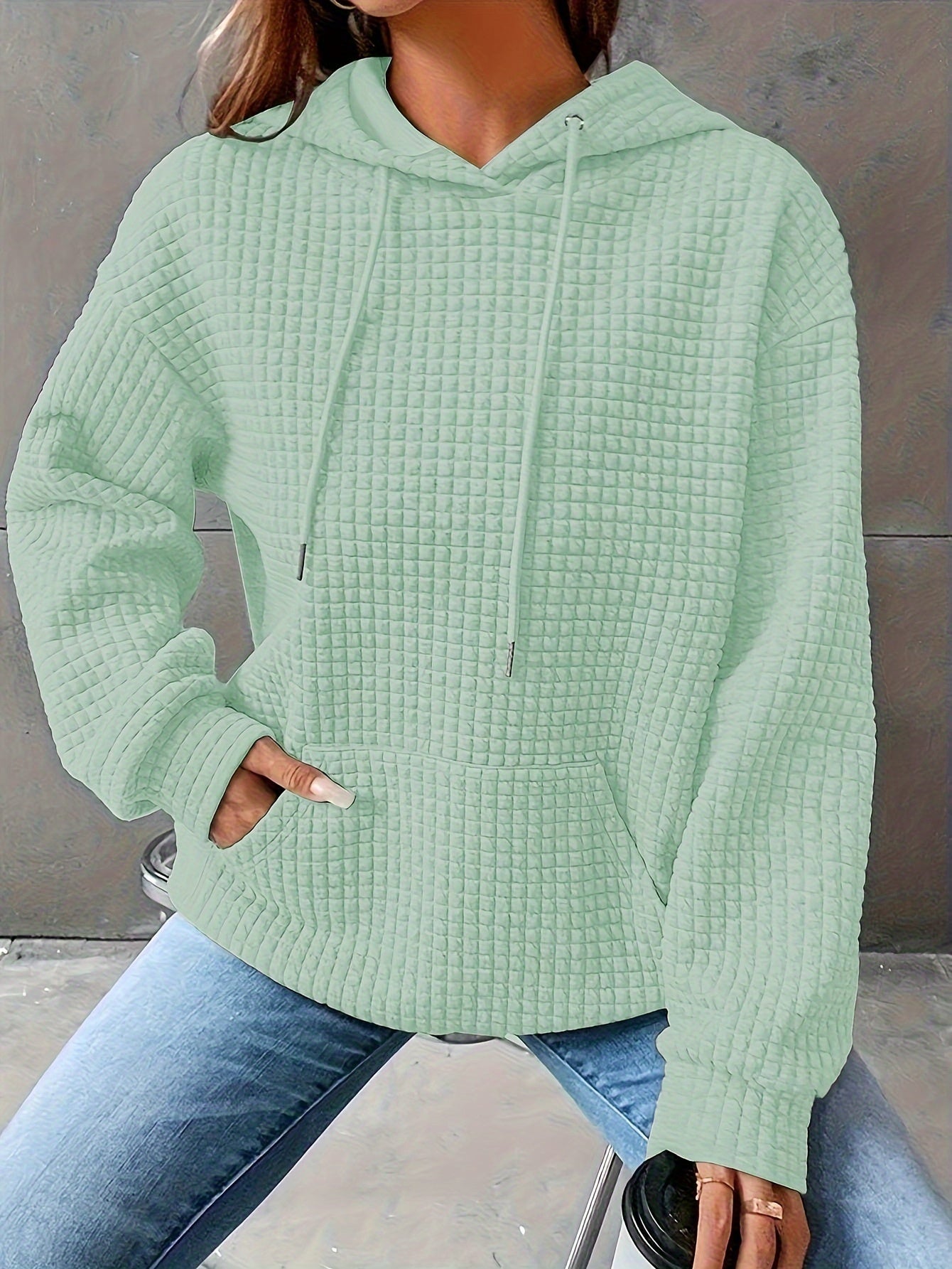 Léana™ | Sweat à capuche texturé à manches longues