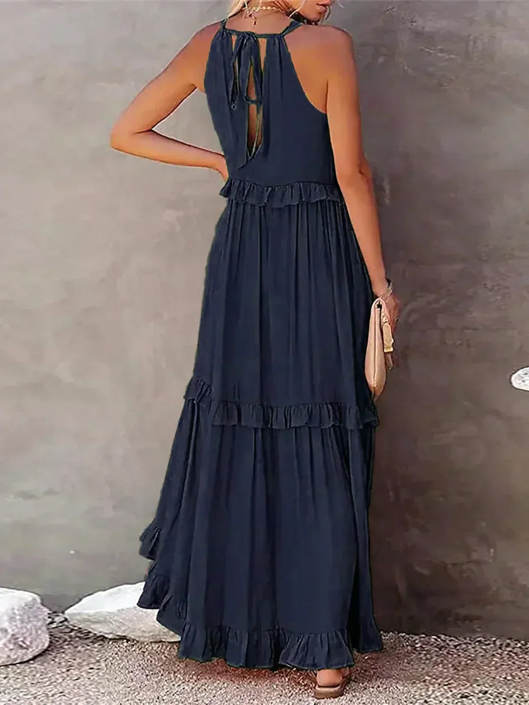 Robyn - Robe Maxi avec Volants et Col Halter