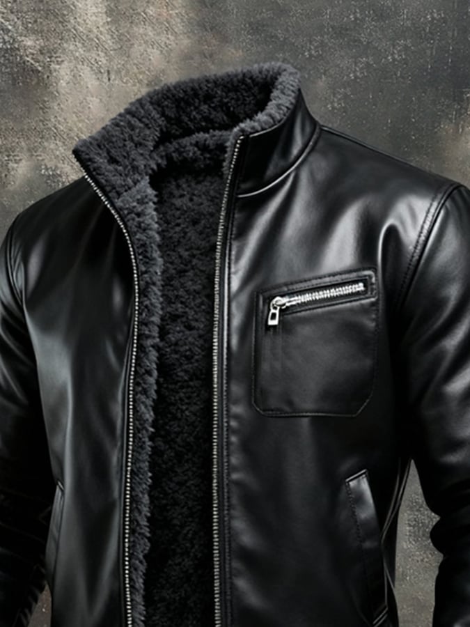 Veste Noire Homme en Cuir