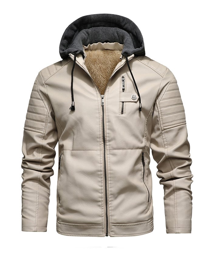 Veste en Cuir Homme avec Capuche