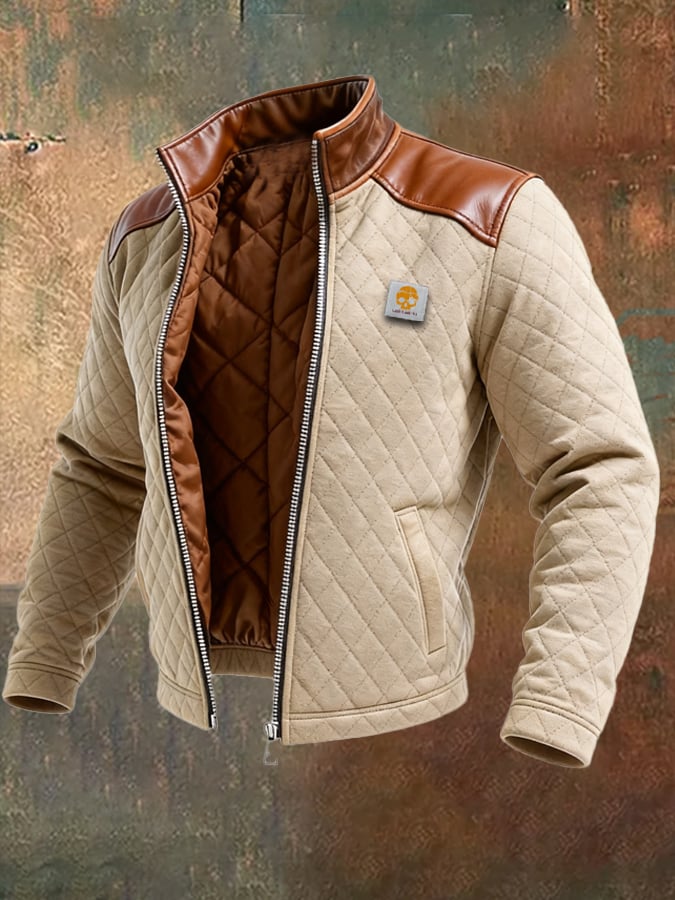 Veste Beige Homme en Cuir